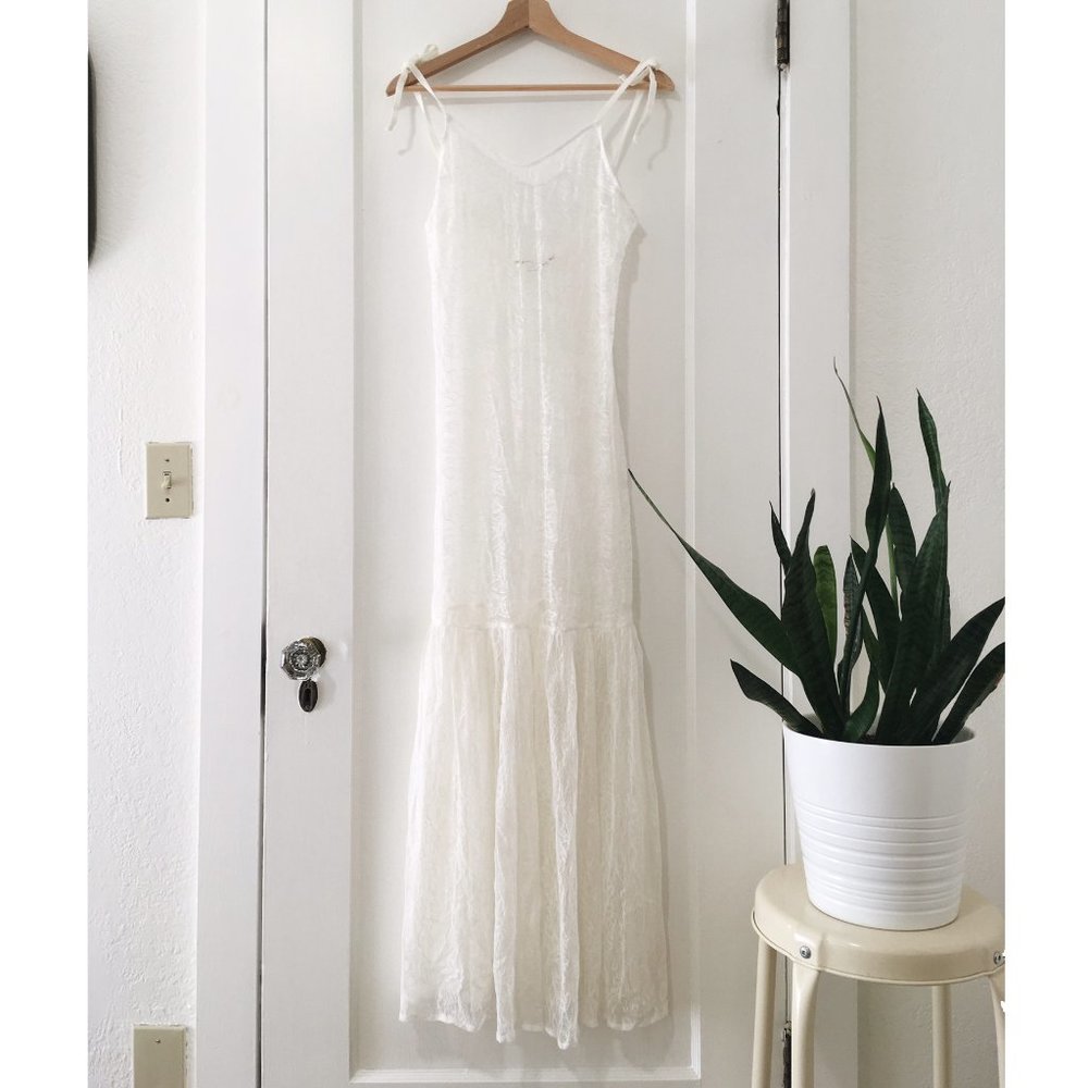 For Love & Lemons White Lace Maxi Slip Dress